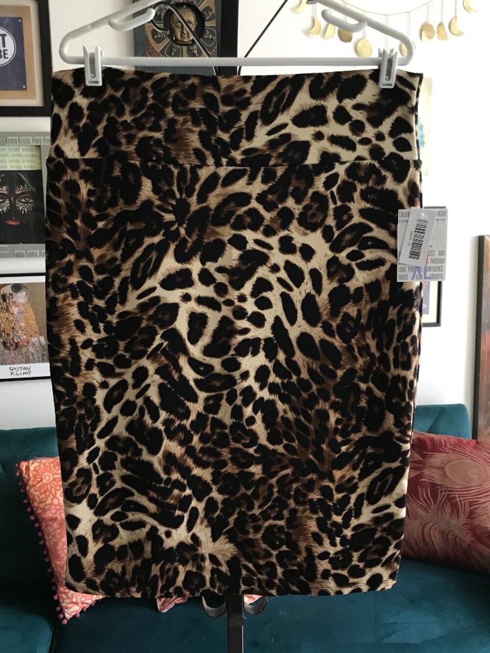 LULAROE size XL Leopard Animal Print Stretch Cassie Pencil Skirt NWT